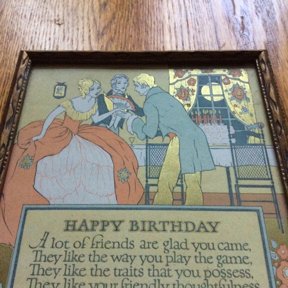 Vintage ‘Happy Birthday ‘ Print Circa 1930’s - Picture 8 of 8